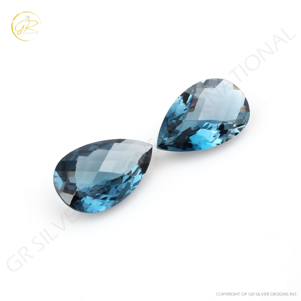 Natural London Blue Topaz Pear Shape Briolette Cut Loose Gemstone