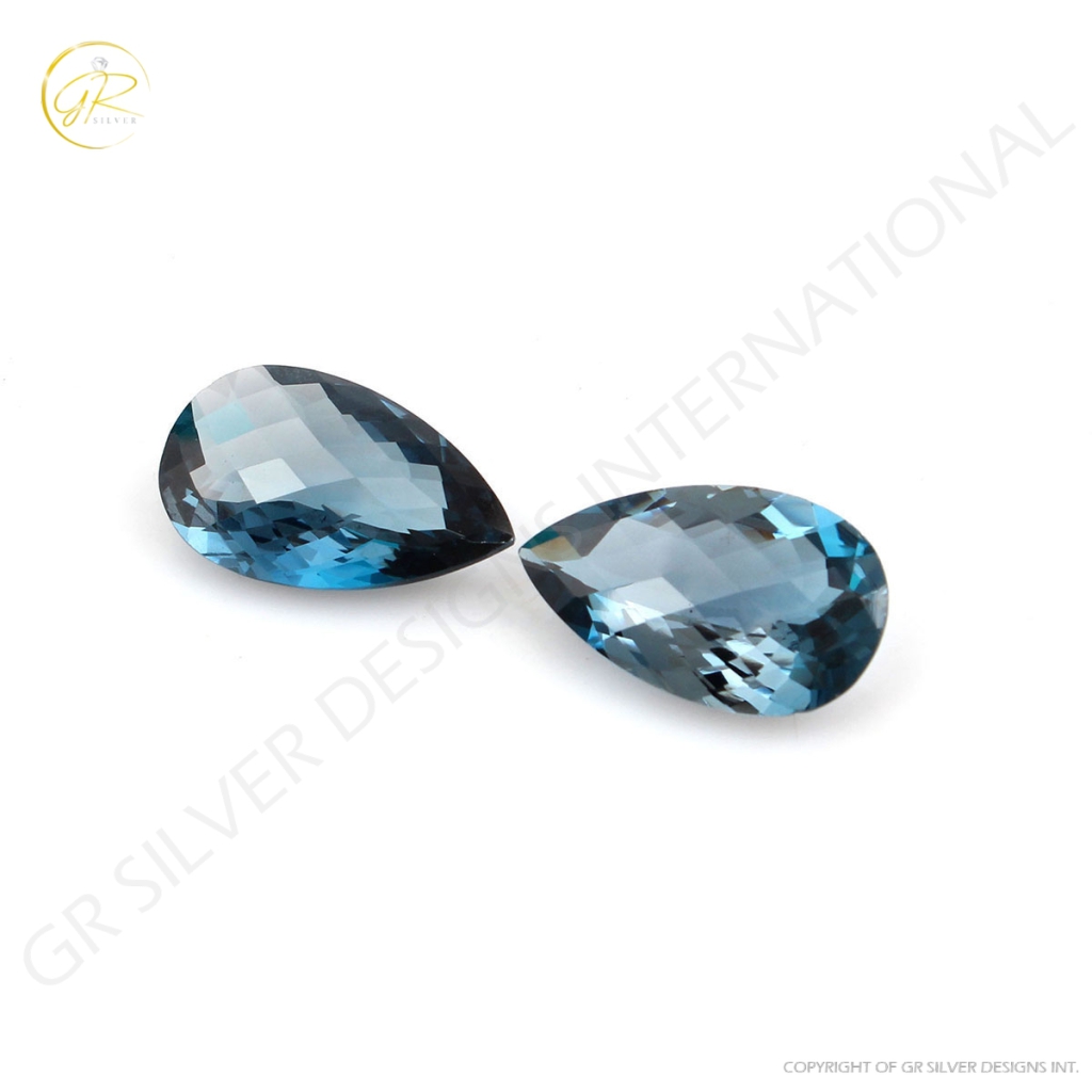 Natural London Blue Topaz Pear Shape Briolette Cut Loose Gemstone