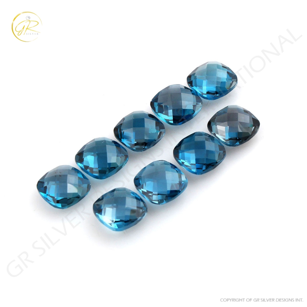 Cushion Shape Briolette Cut Lendon Blue Topaz Loose Gemstone