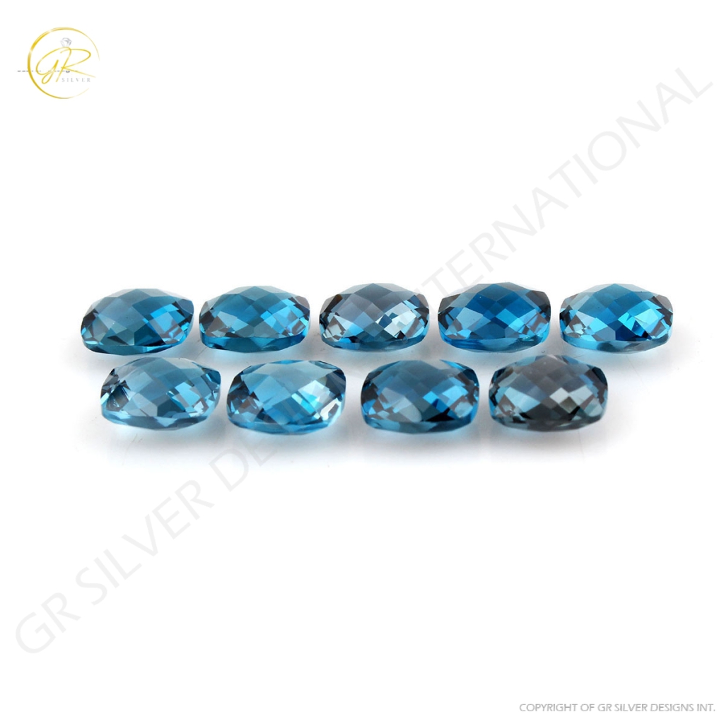 Cushion Shape Briolette Cut Lendon Blue Topaz Loose Gemstone