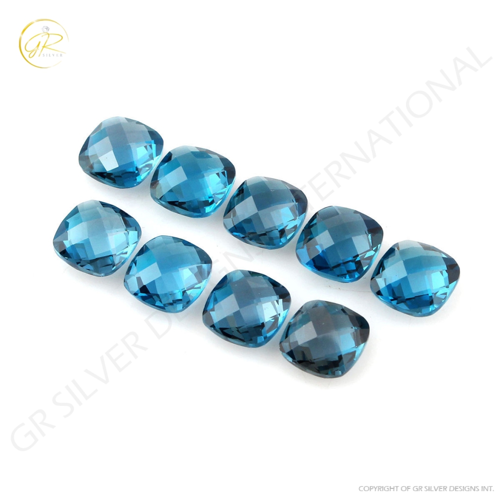 Cushion Shape Briolette Cut Lendon Blue Topaz Loose Gemstone