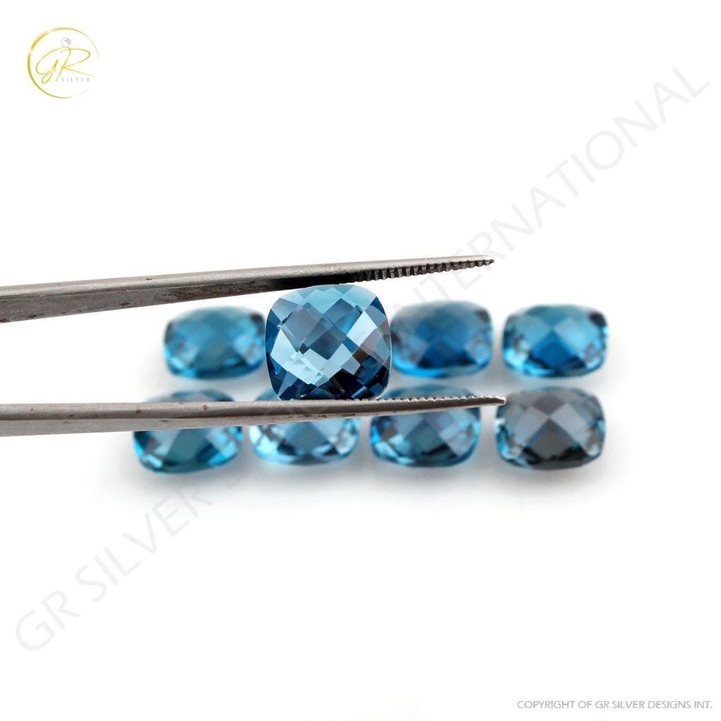 Cushion Shape Briolette Cut Lendon Blue Topaz Loose Gemstone