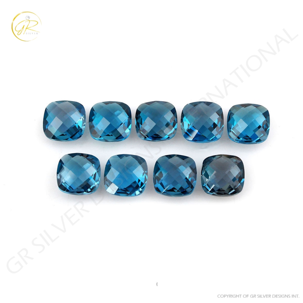 Cushion Shape Briolette Cut Lendon Blue Topaz Loose Gemstone