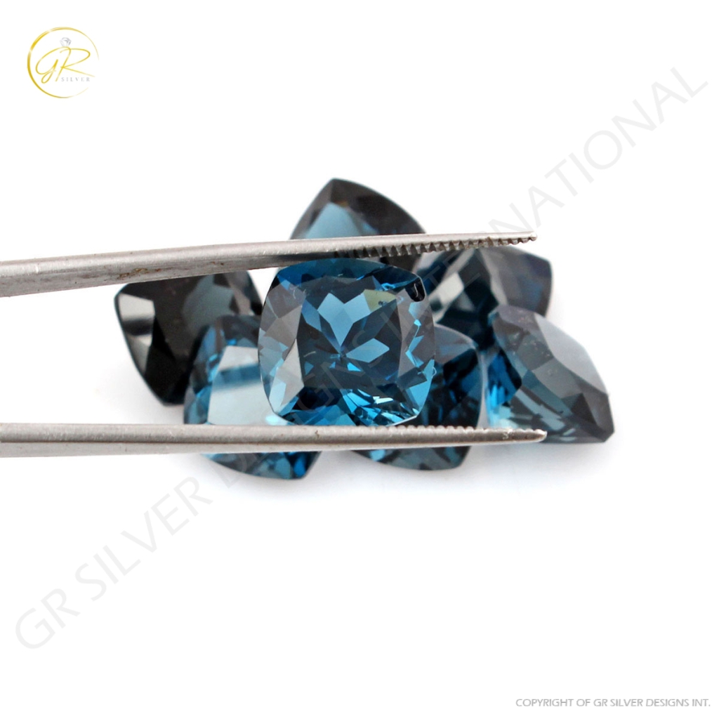 Natural London Blue Topaz cushion Shape Gemstone