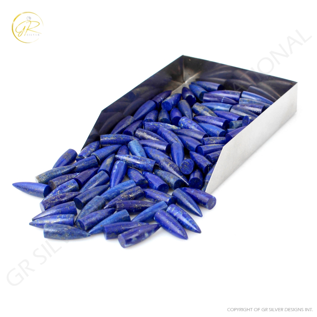 Natural Lapis Lazuli Pointed Bullet Shape Smooth Gemstone