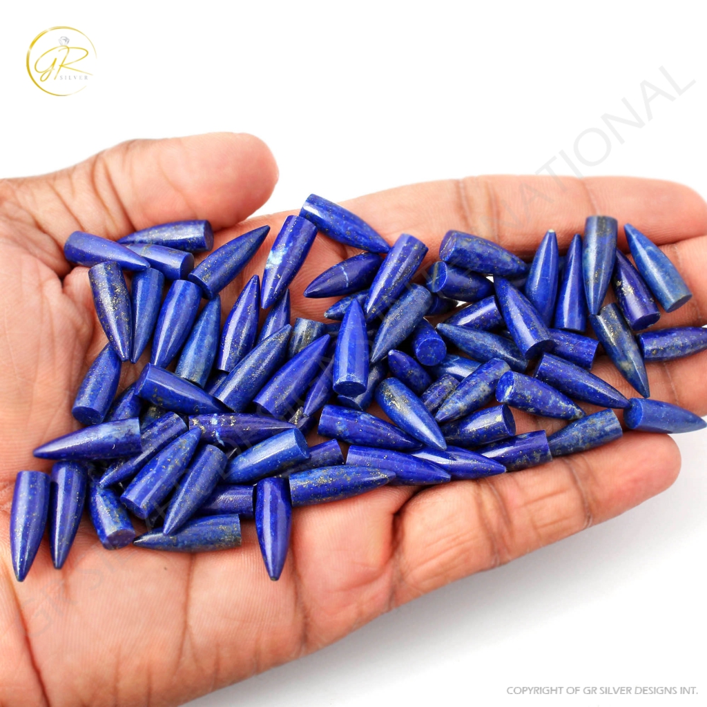 Natural Lapis Lazuli Pointed Bullet Shape Smooth Gemstone