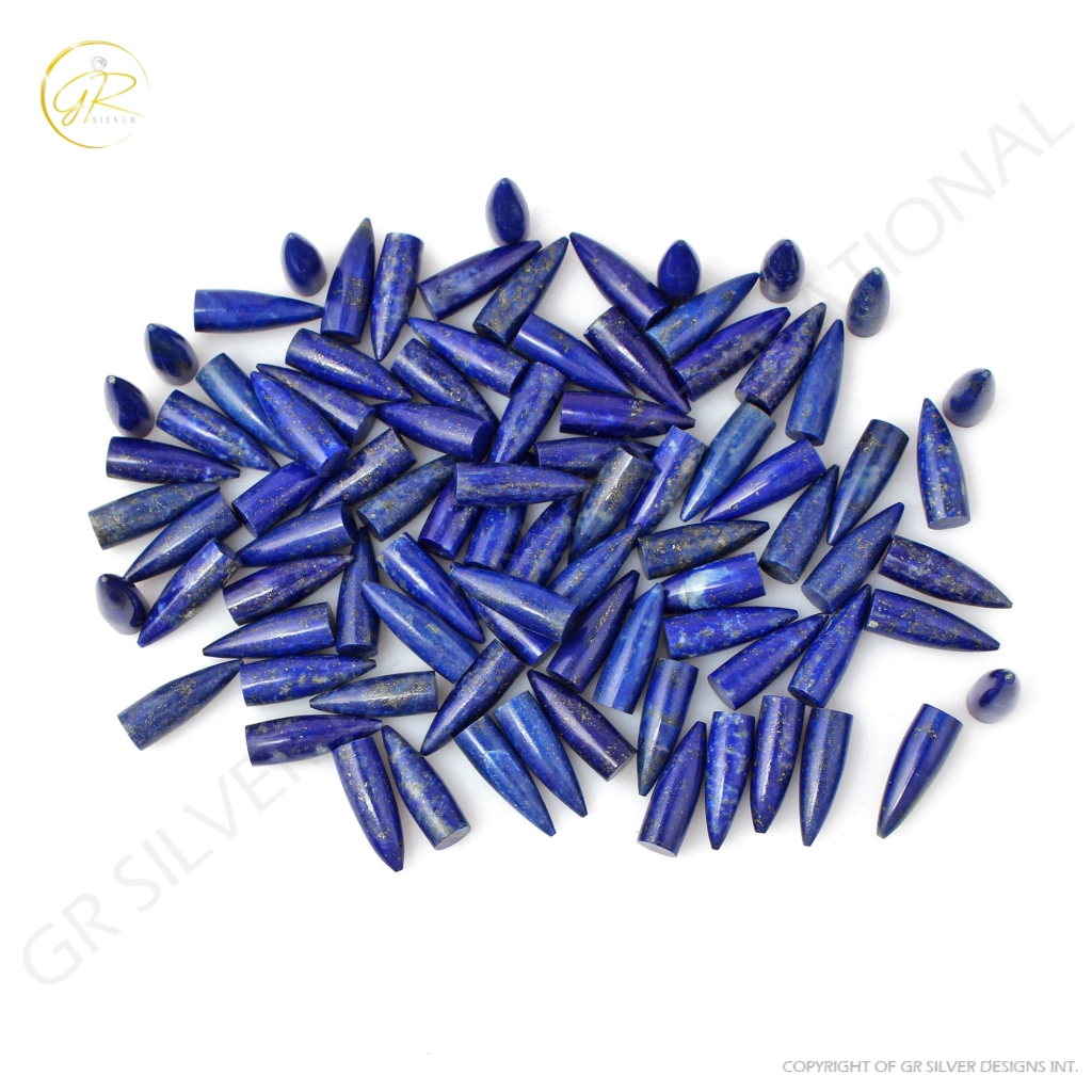 Natural Lapis Lazuli Pointed Bullet Shape Smooth Gemstone