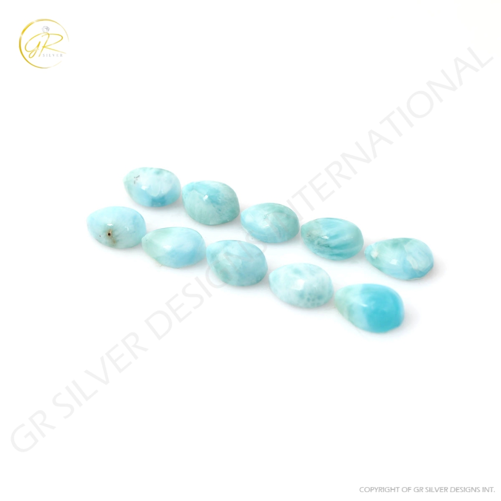 7x10mm Pear Cabochon Natural Larimar Loose Gemstone