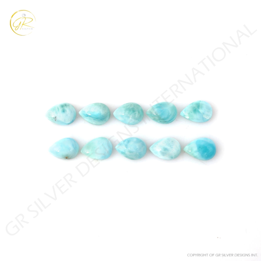 7x10mm Pear Cabochon Natural Larimar Loose Gemstone