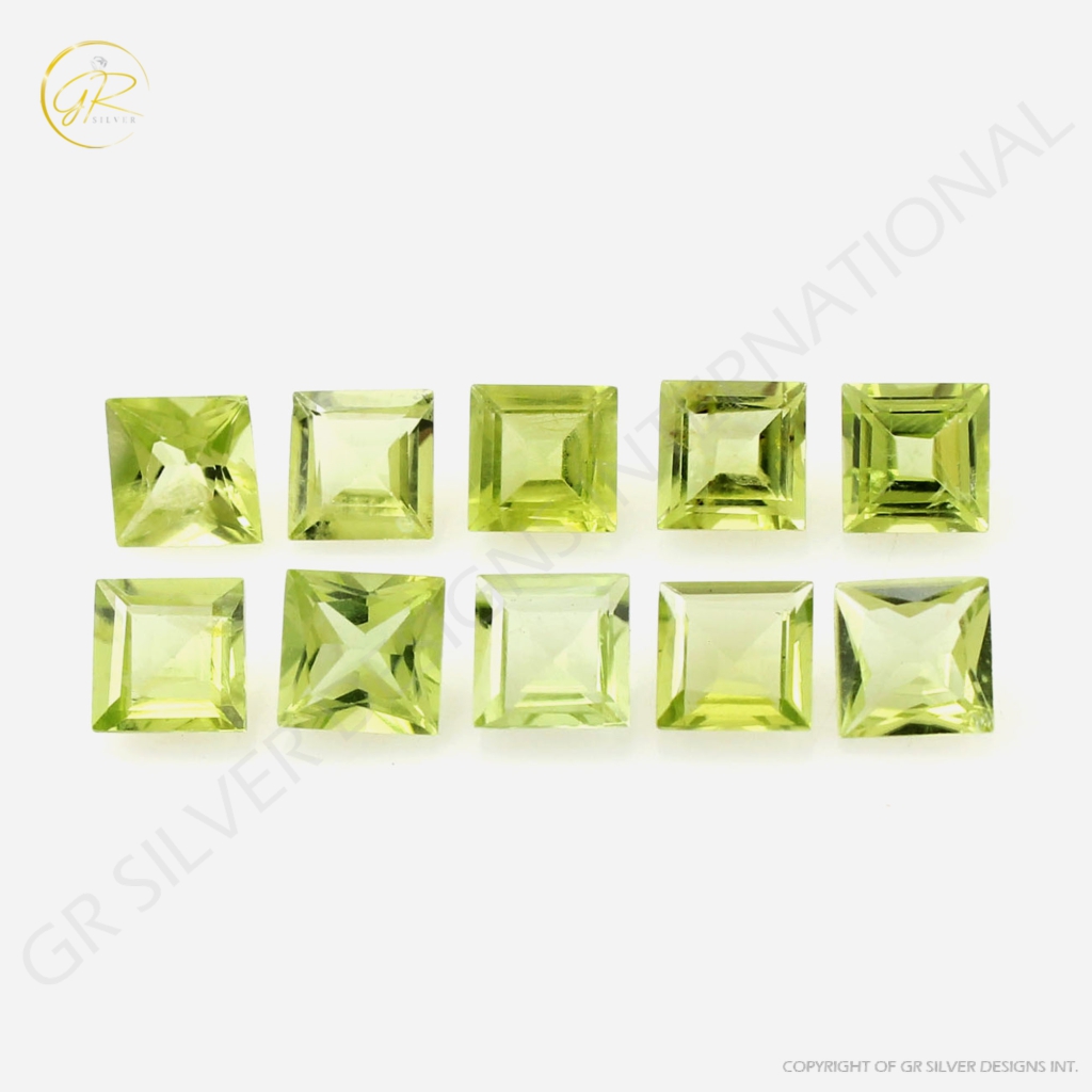 Natural Faceted Peridot 5mm Square Shape Loose Gemstone