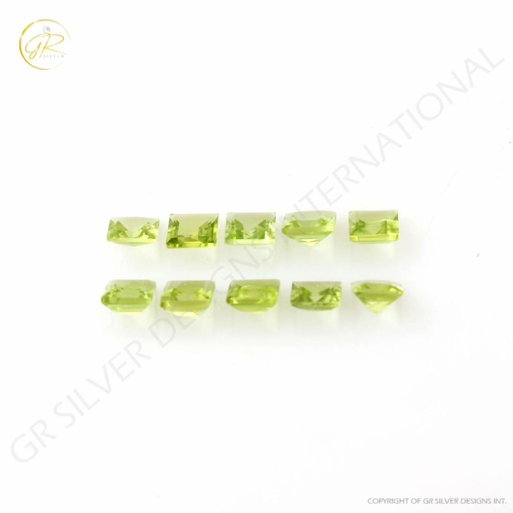 Natural Faceted Peridot 5mm Square Shape Loose Gemstone