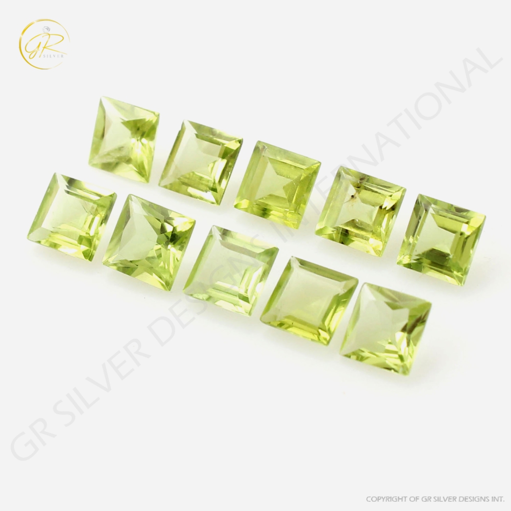 Natural Faceted Peridot 5mm Square Shape Loose Gemstone