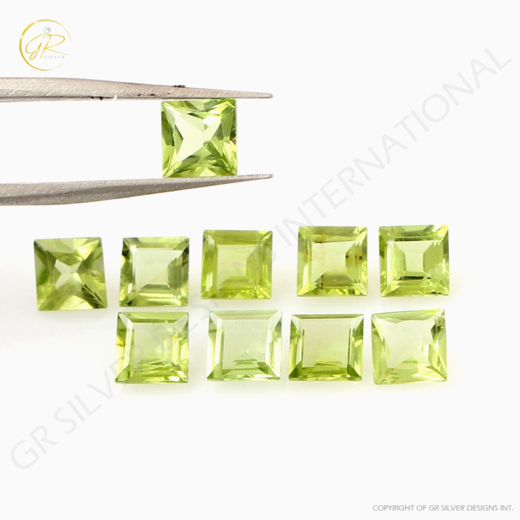 Natural Faceted Peridot 5mm Square Shape Loose Gemstone