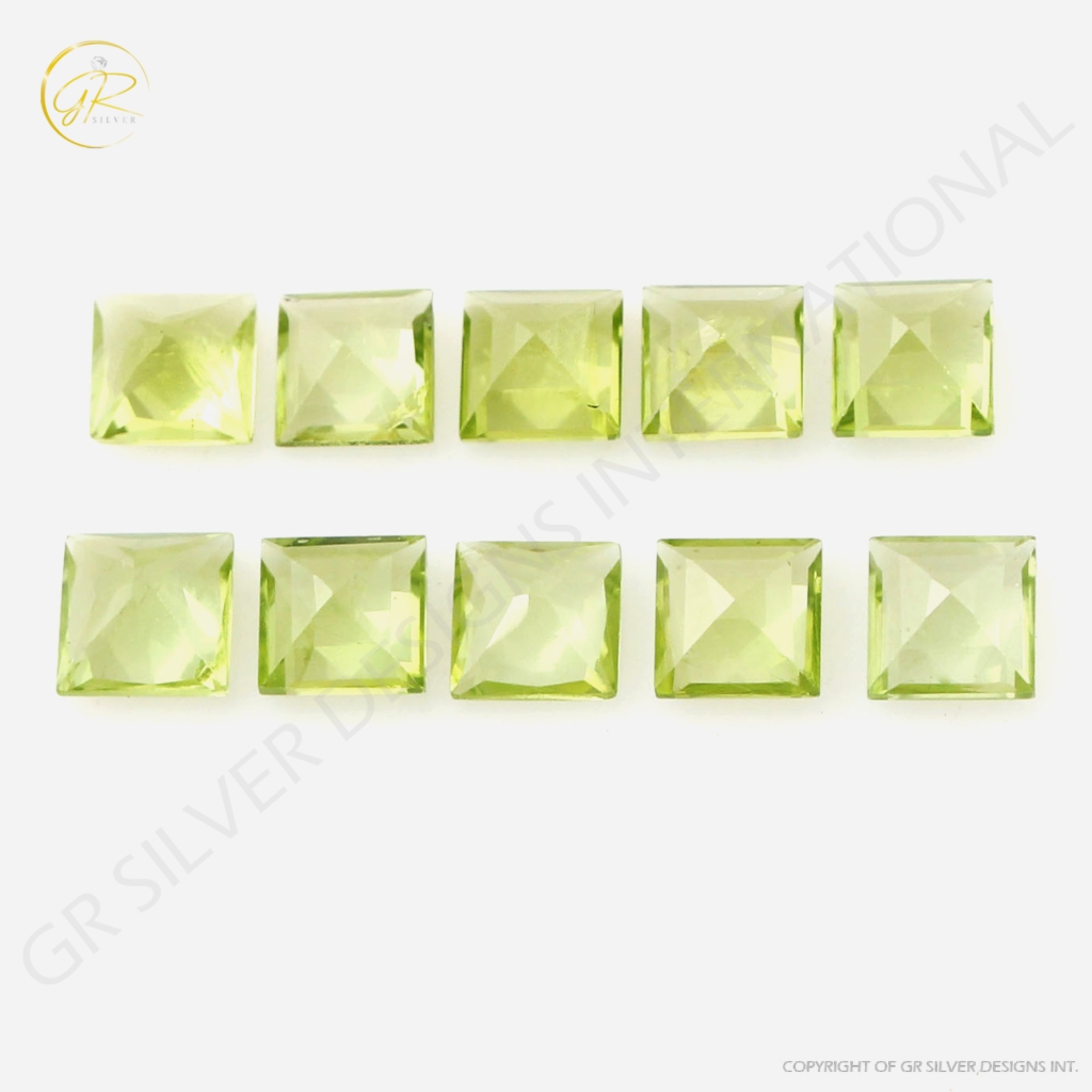 Natural Faceted Peridot 5mm Square Shape Loose Gemstone