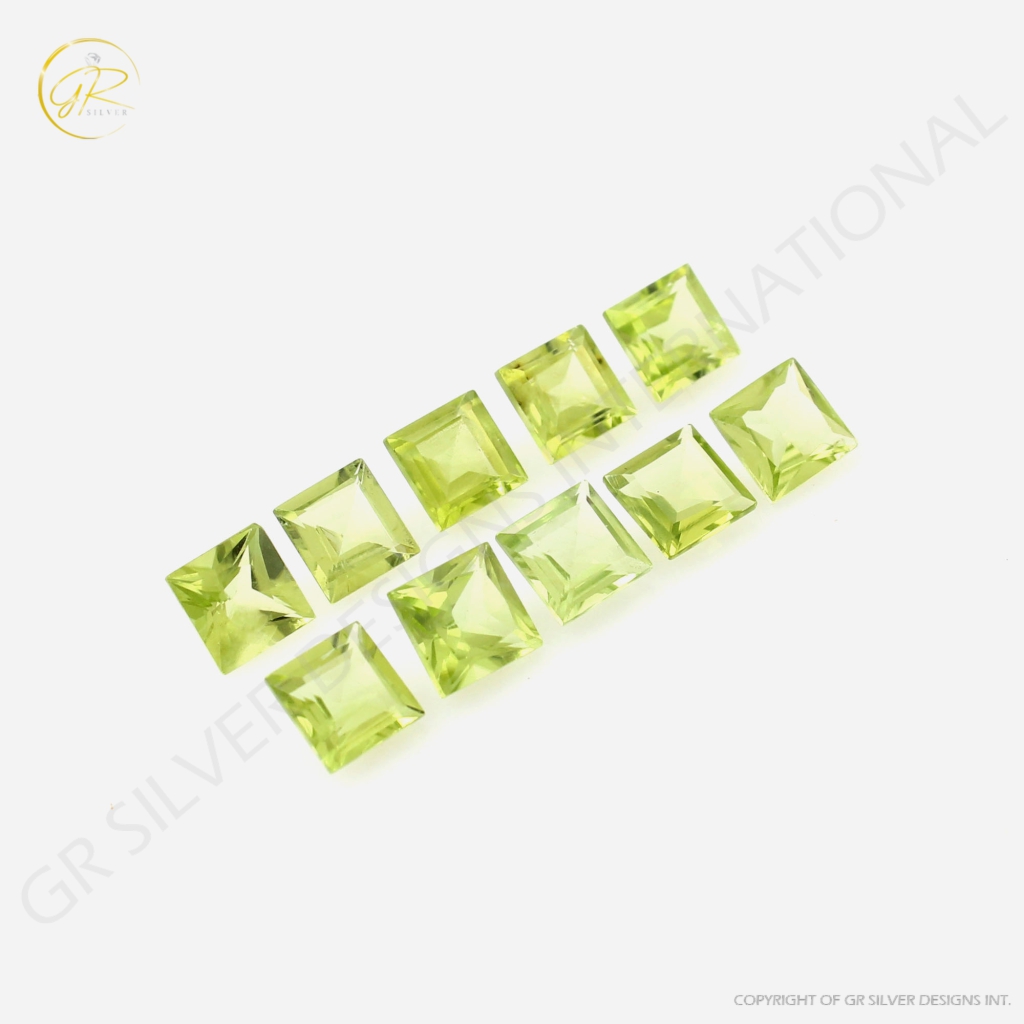 Natural Faceted Peridot 5mm Square Shape Loose Gemstone