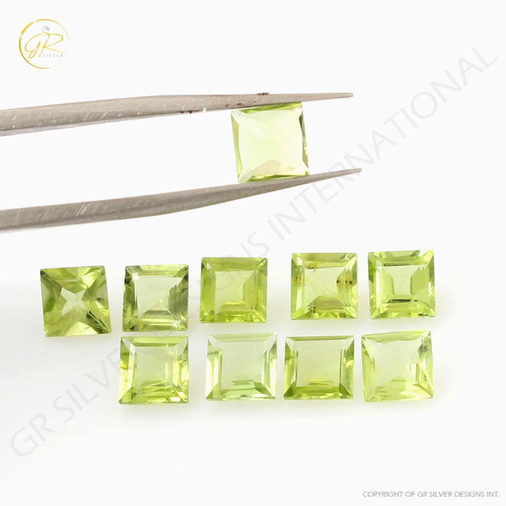 Natural Faceted Peridot 5mm Square Shape Loose Gemstone