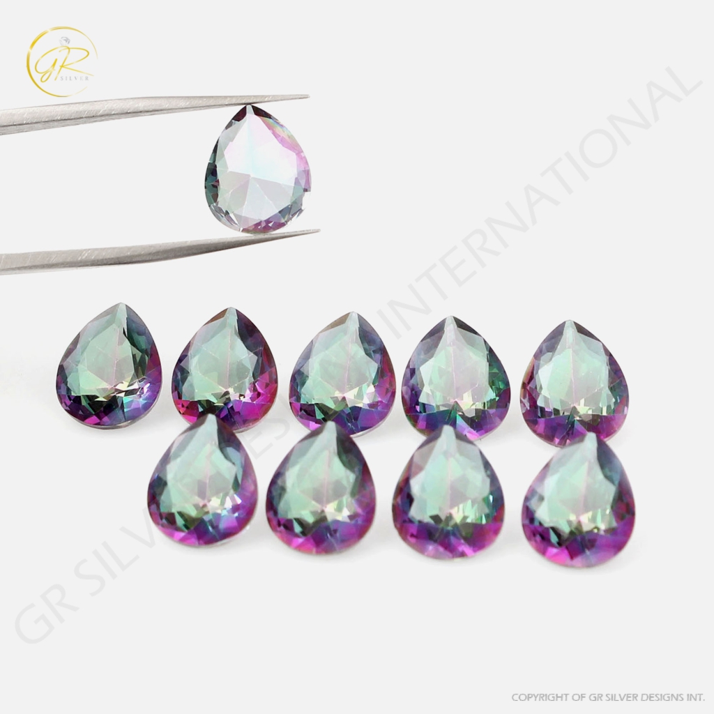 Natural Mystic Topaz 9x11mm Pear Shape Gemstone