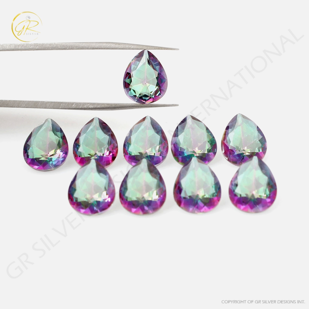 Natural Mystic Topaz 9x11mm Pear Shape Gemstone