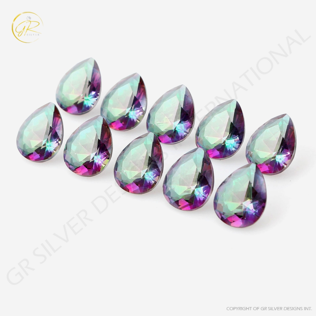 Natural Mystic Topaz 9x11mm Pear Shape Gemstone