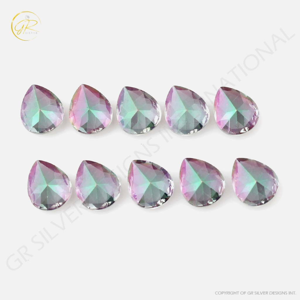 Natural Mystic Topaz 9x11mm Pear Shape Gemstone