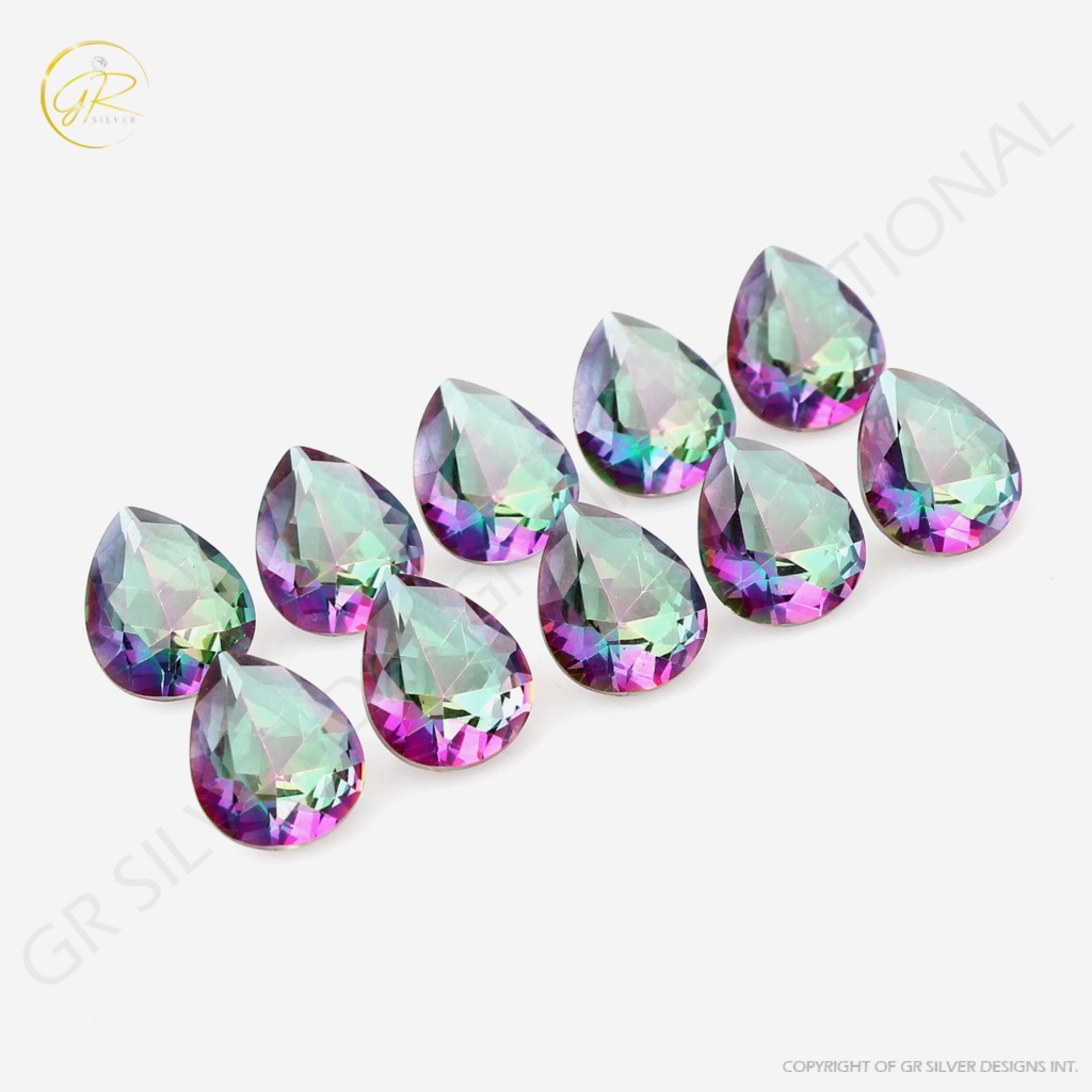 Natural Mystic Topaz 9x11mm Pear Shape Gemstone