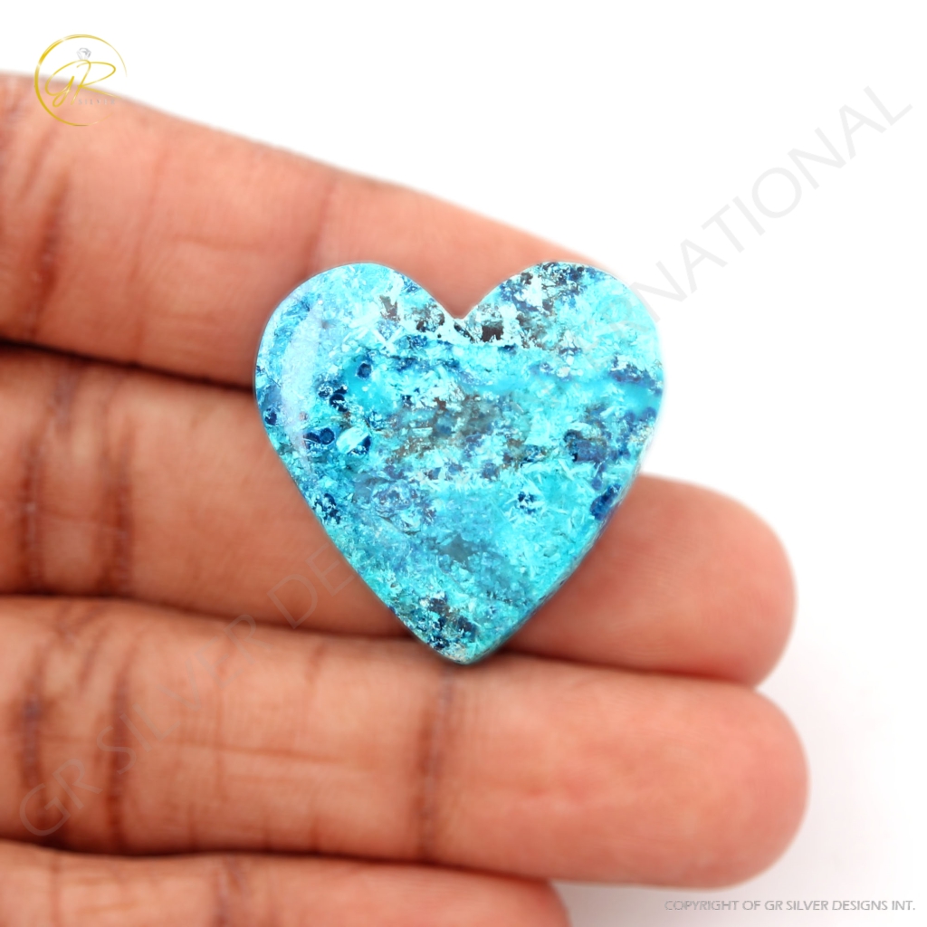 Heart Shape Chrysocolla Gemstone, Natural Chrysocolla 36.35ct Gemstone