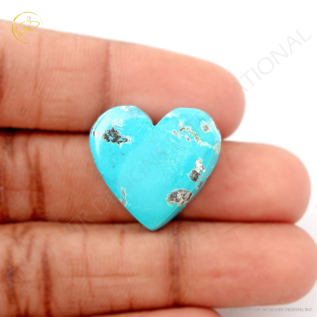 Natural Shattuckite Chrysocolla Gemstone, Heart Cabochon Chrysocolla Stone