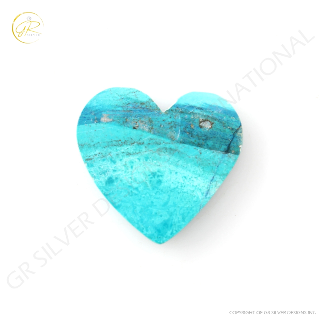 Natural Shattuckite Chrysocolla Gemstone, Chrysocolla Heart shape Cabochon Gemstone