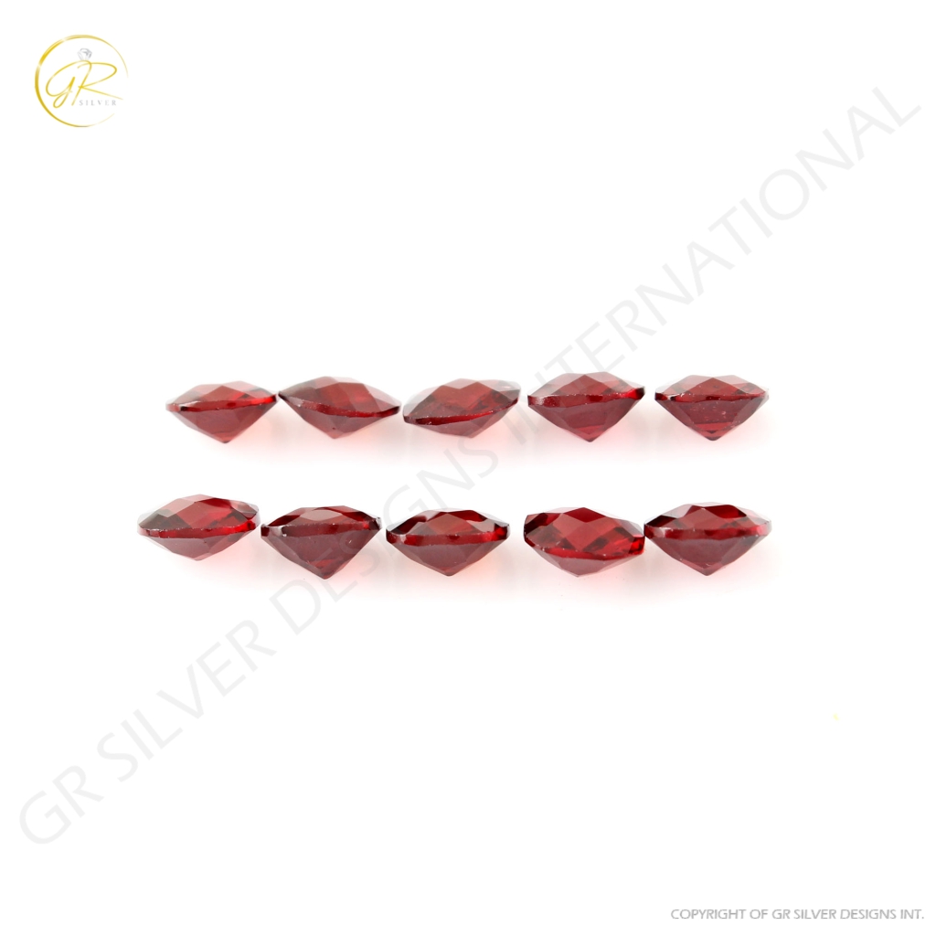 Cushion Shape Garnet Gemstone, 7mm Checker Cut 10Pcs Garnet Gemstones