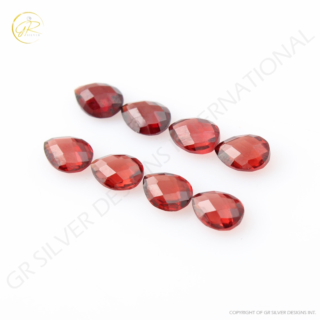 Natural Garnet pear shape, Briolette Cut Garnet, 6x8mm Loose Garnet Gemstone