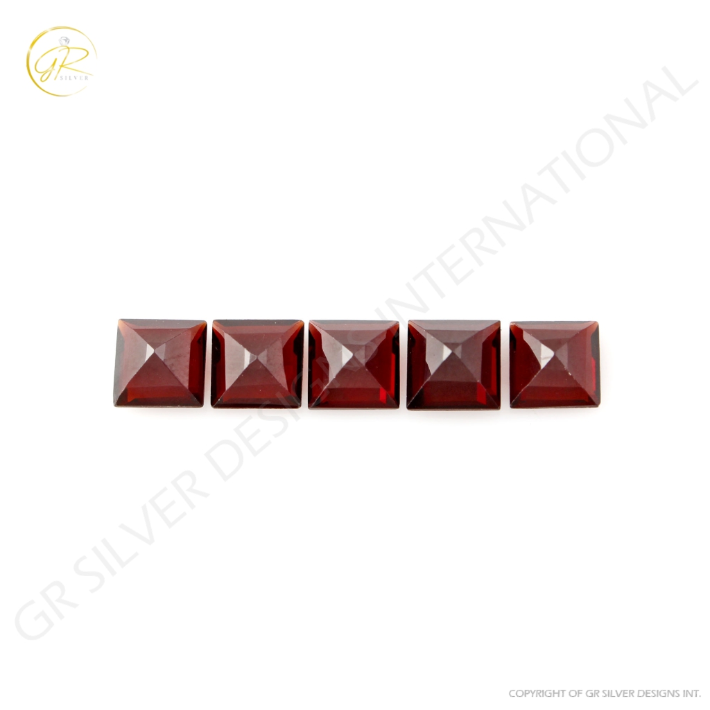 Natural Garnet Gemstone, Square Shape Garnet, 7mm Garnet Loose Gemstone