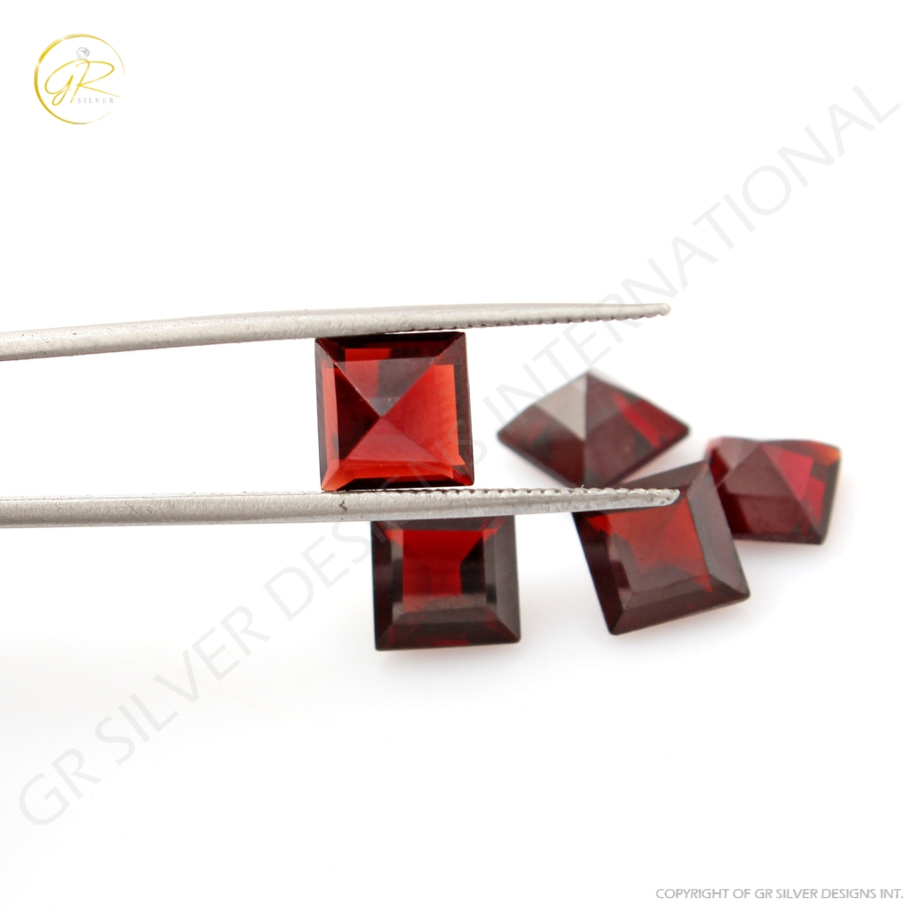 Natural Garnet Gemstone, Square Shape Garnet, 7mm Garnet Loose Gemstone