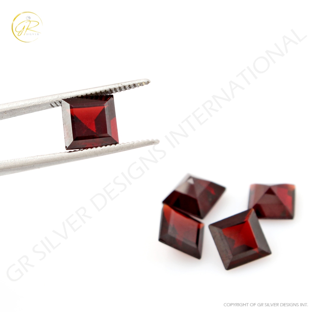 Natural Garnet Gemstone, Square Shape Garnet, 7mm Garnet Loose Gemstone