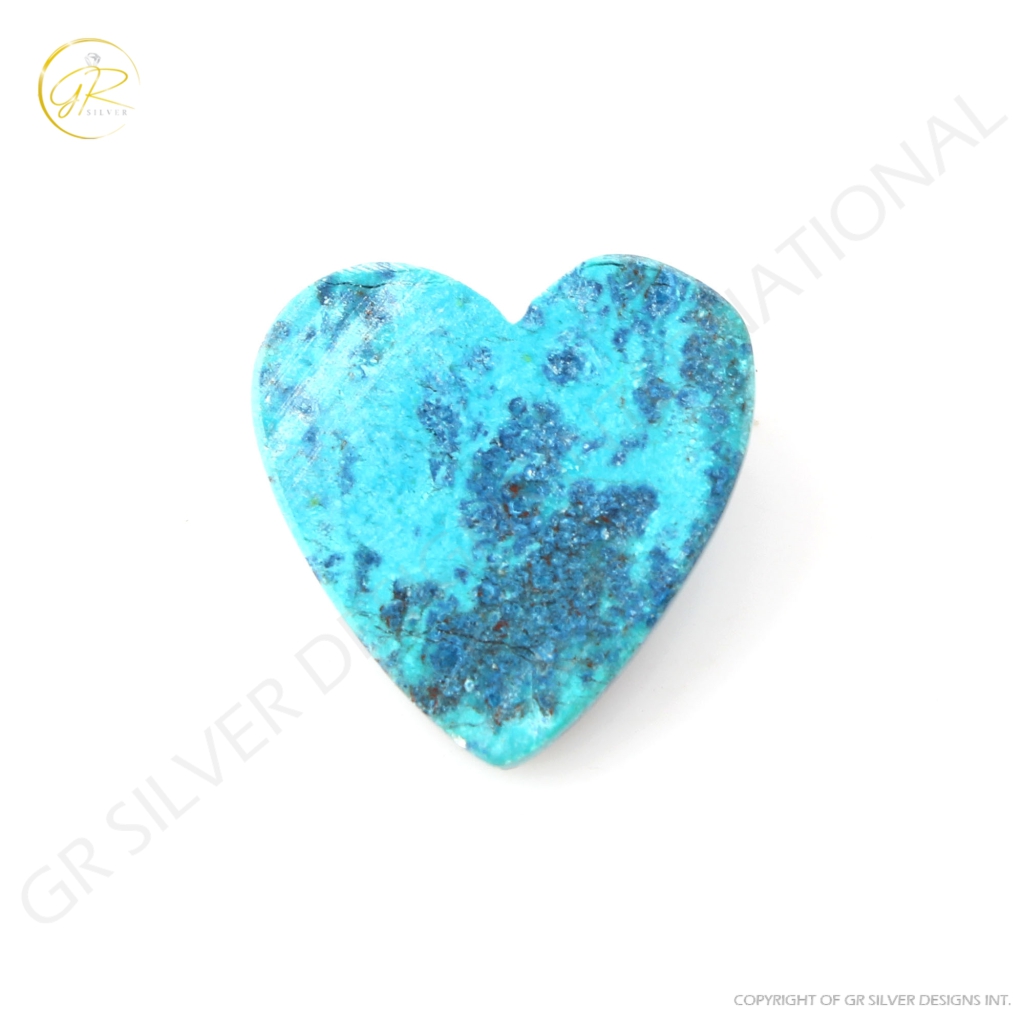 Natural Chrysocolla Gemstone, Shattuckite Chrysocolla Heart Shape Gemstone