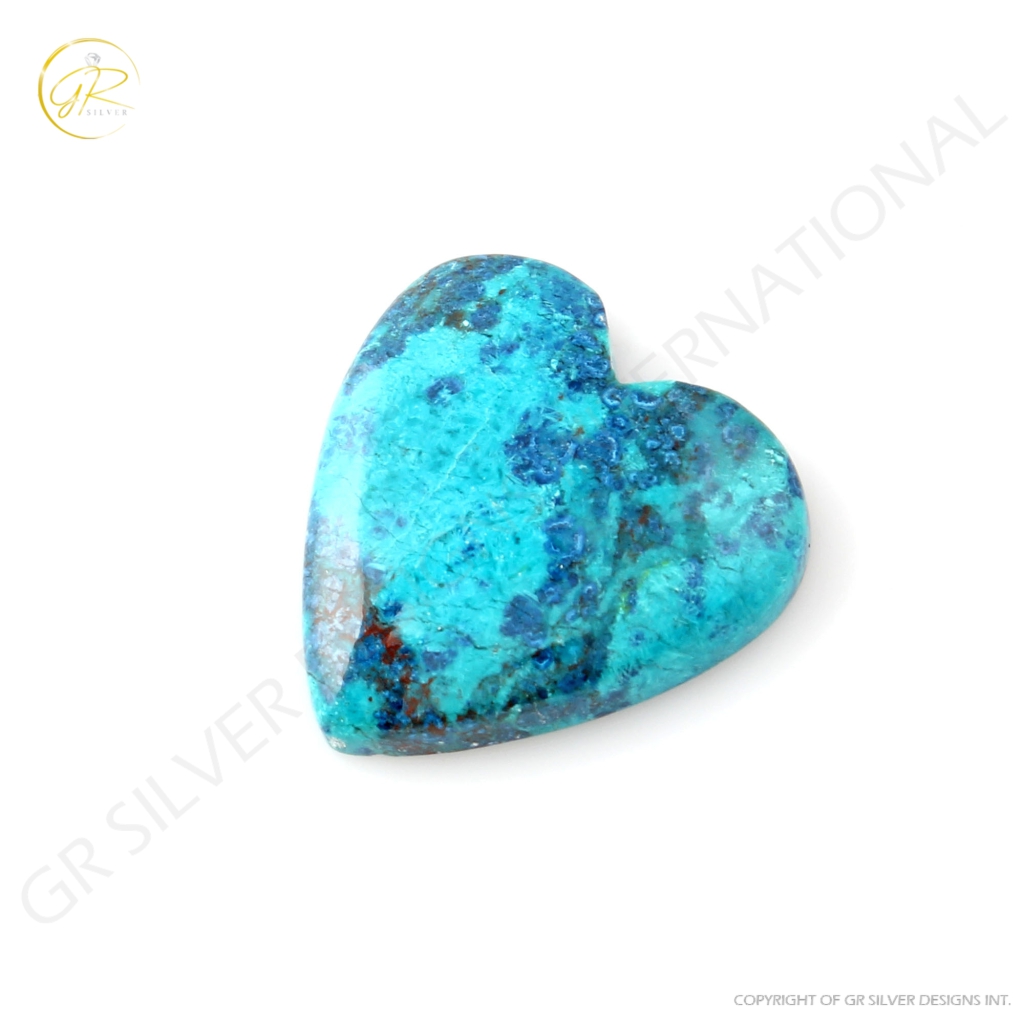 Natural Chrysocolla Gemstone, Shattuckite Chrysocolla Heart Shape Gemstone