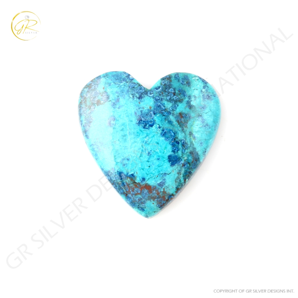 Natural Chrysocolla Gemstone, Shattuckite Chrysocolla Heart Shape Gemstone