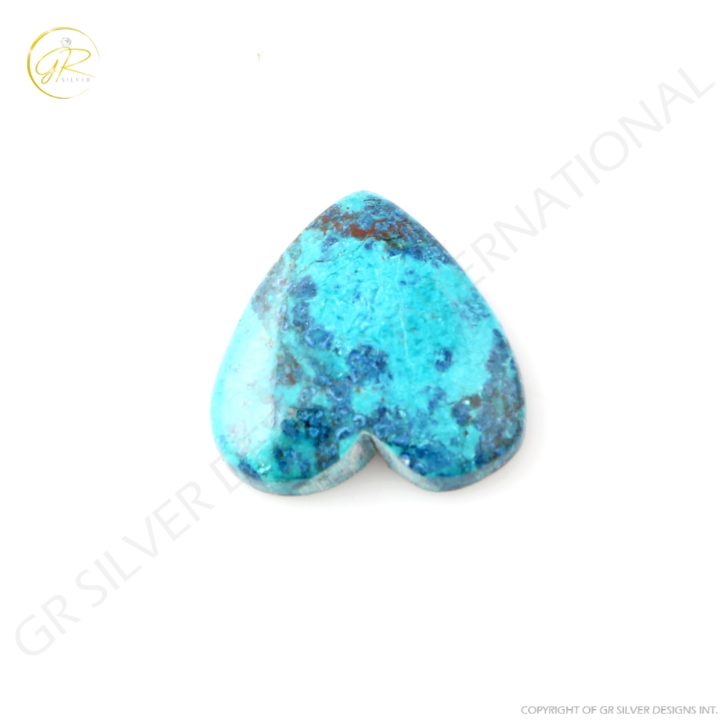 Natural Chrysocolla Gemstone, Shattuckite Chrysocolla Heart Shape Gemstone