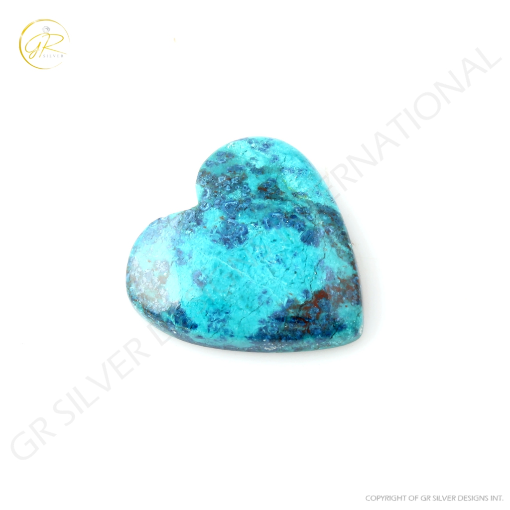 Natural Chrysocolla Gemstone, Shattuckite Chrysocolla Heart Shape Gemstone