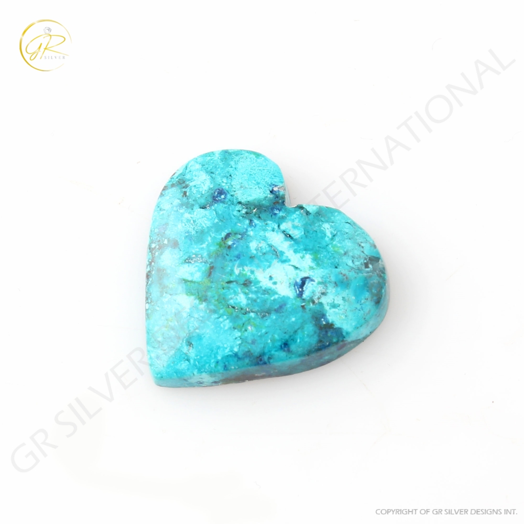 Natural Shattuckite Chrysocolla Gemstone, Heart Shape 22.8 Ct.