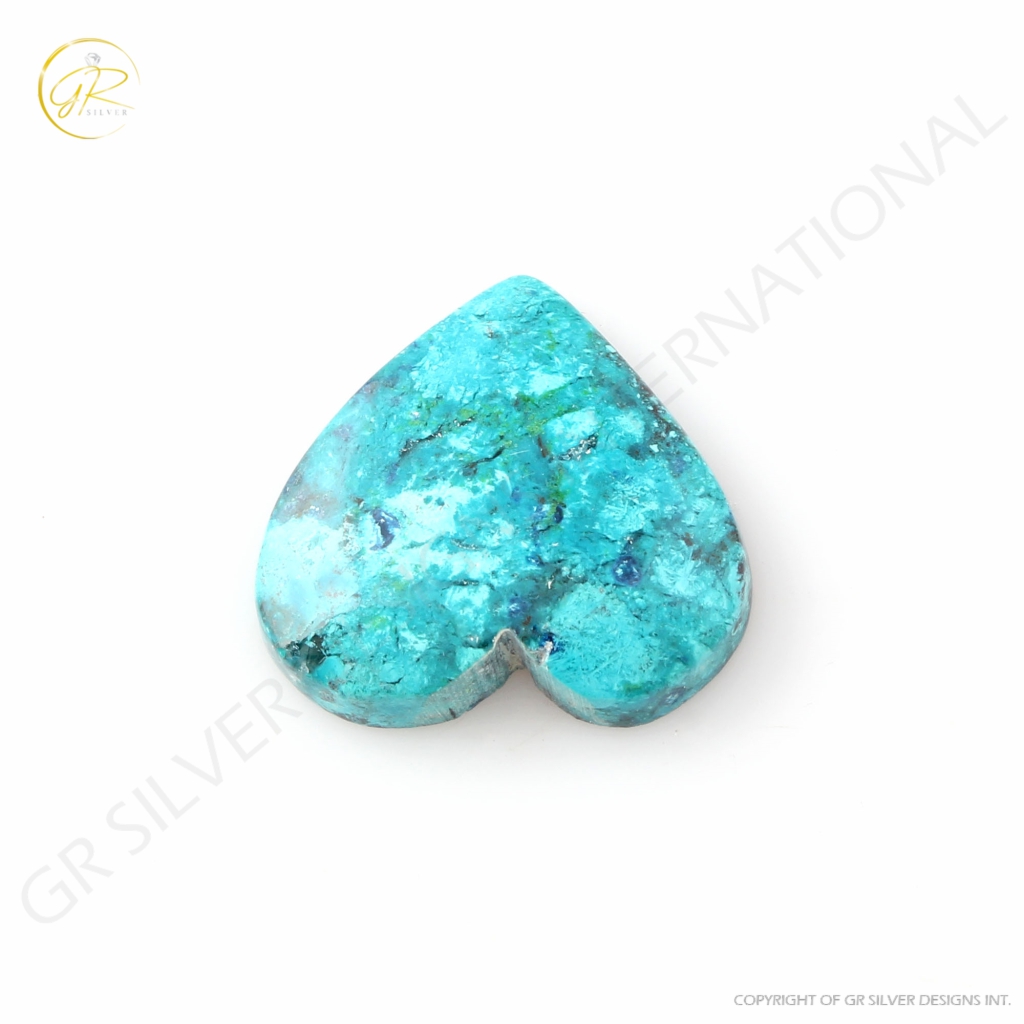 Natural Shattuckite Chrysocolla Gemstone, Heart Shape 22.8 Ct.