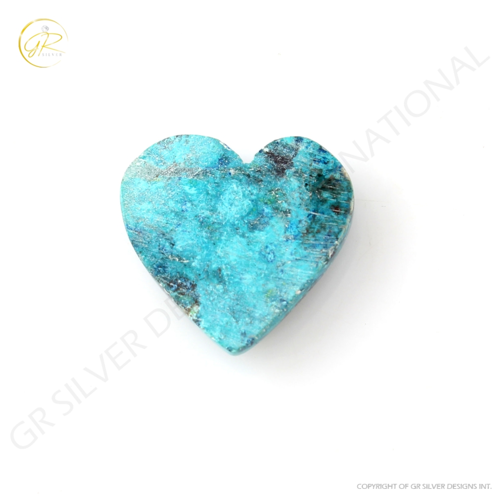 Natural Shattuckite Chrysocolla Gemstone, Heart Shape 22.8 Ct.