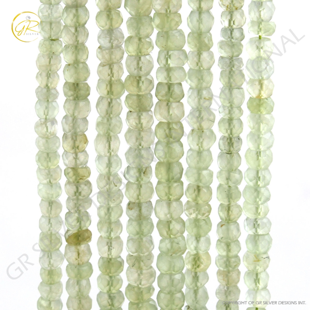 Natural Prehnite Round Faceted Gemstone Beads 20 Strands