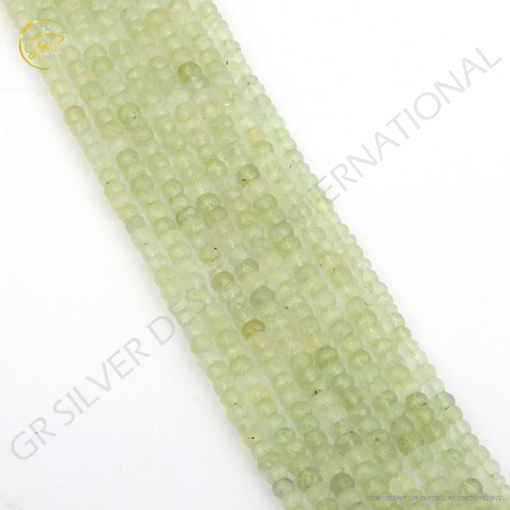 Natural Prehnite Round Faceted Gemstone Beads 20 Strands