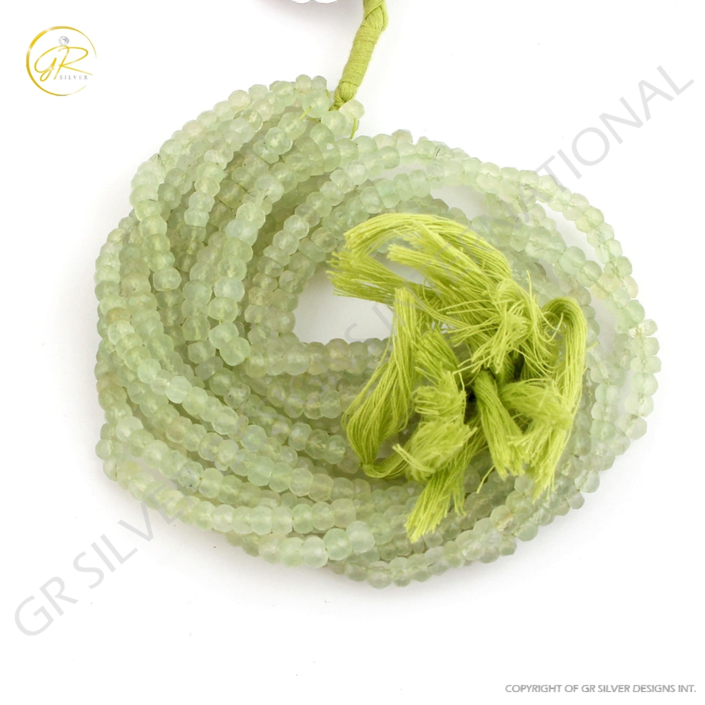 Natural Prehnite Round Faceted Gemstone Beads 20 Strands