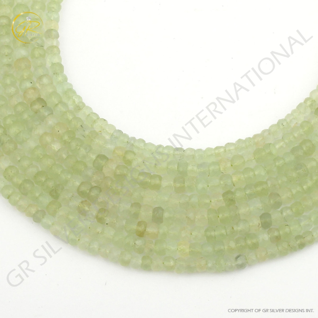 Natural Prehnite Round Faceted Gemstone Beads 20 Strands