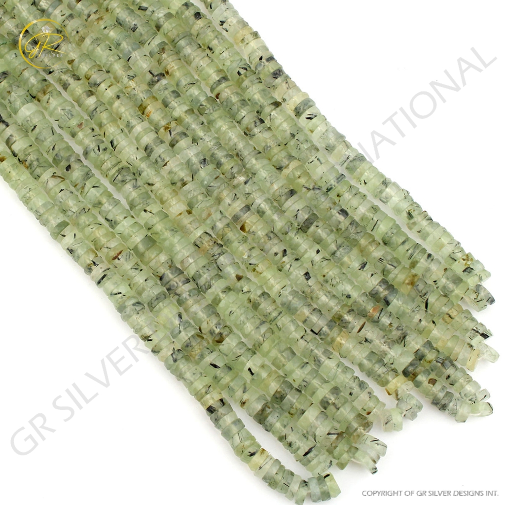 Faceted Prehnite 6-7mm Tyre Shape 11 Strands Beads For Jewelry