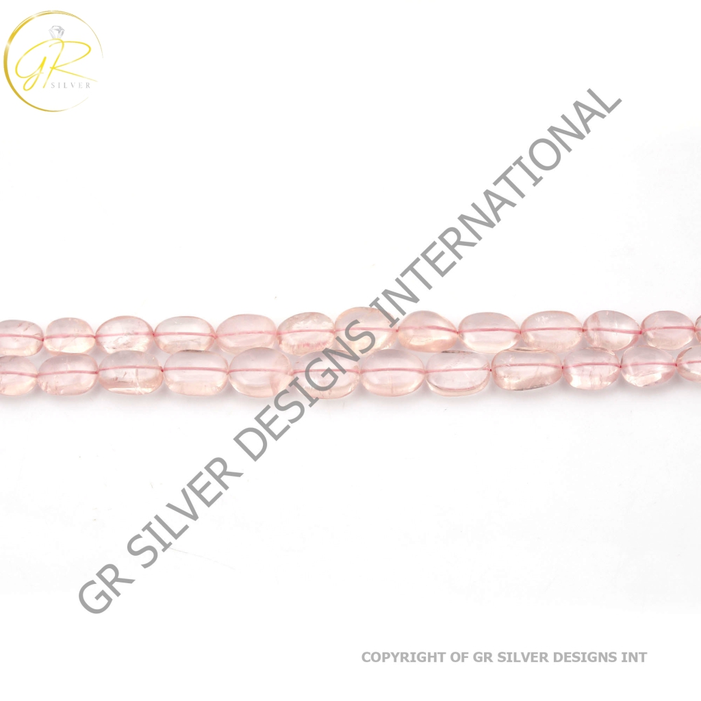 Natural Rose Quartz Gemstone 10.5-19mm Nugget Shape Mala Necklace