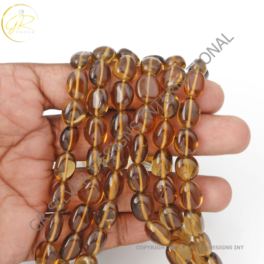 Whisky Quartz Gemstone Necklace 8-15.5mm Appro Quartz Beads mala Necklace