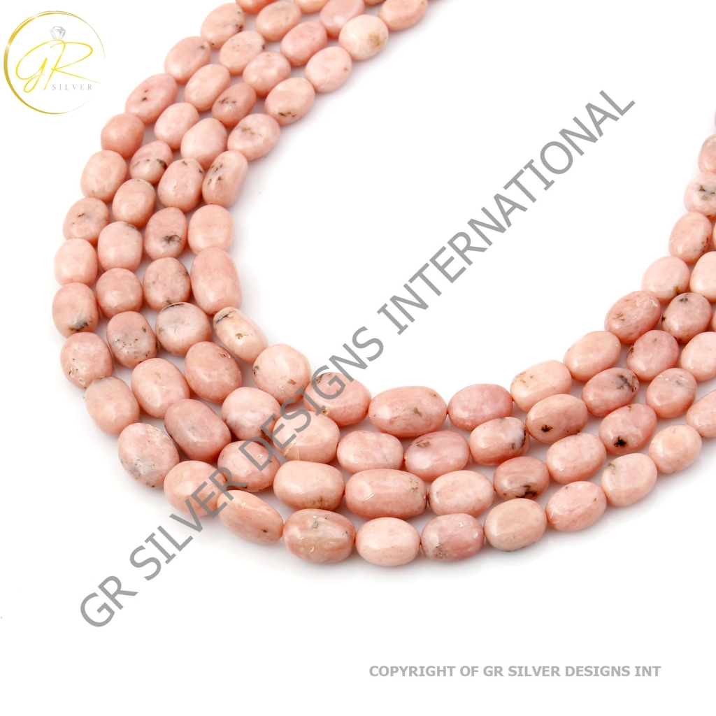 Natural Pink Opal Gemstone Beaded Necklace Nugget Shape 8.5-18mm Approx, Pink Opal Beads mala