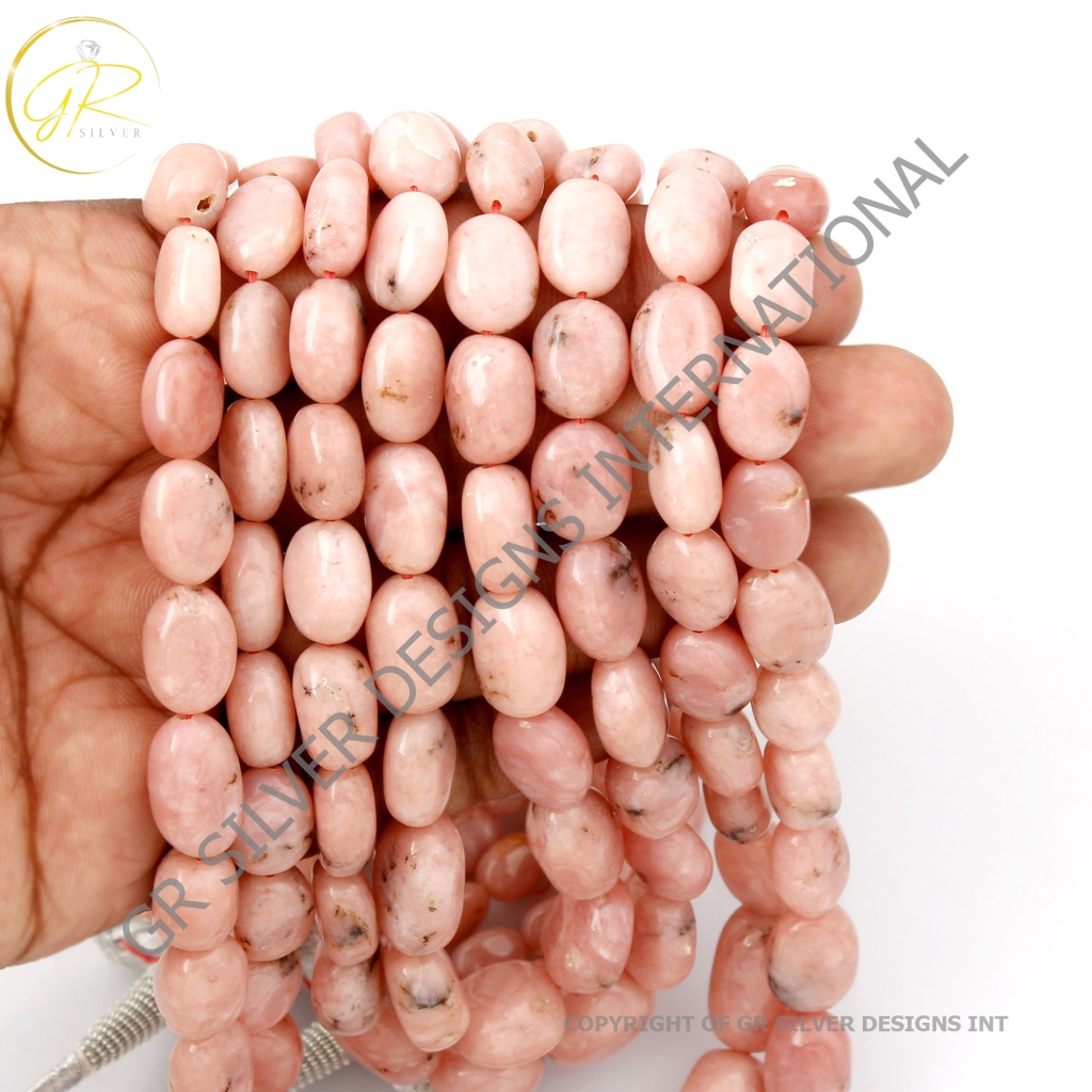 Natural Pink Opal Gemstone Beaded Necklace Nugget Shape 8.5-18mm Approx, Pink Opal Beads mala